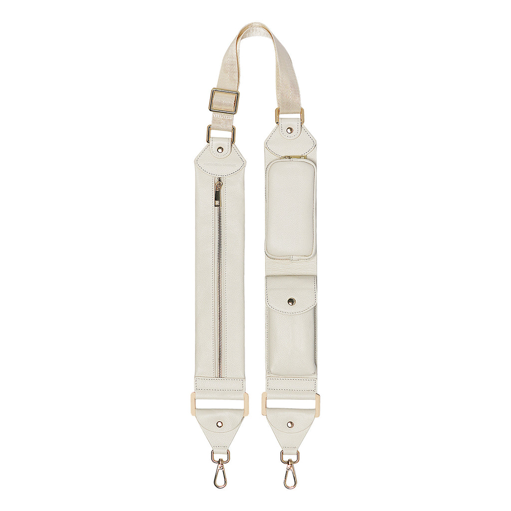 Alexa Strap – Ivory Leather with Gold Hardware