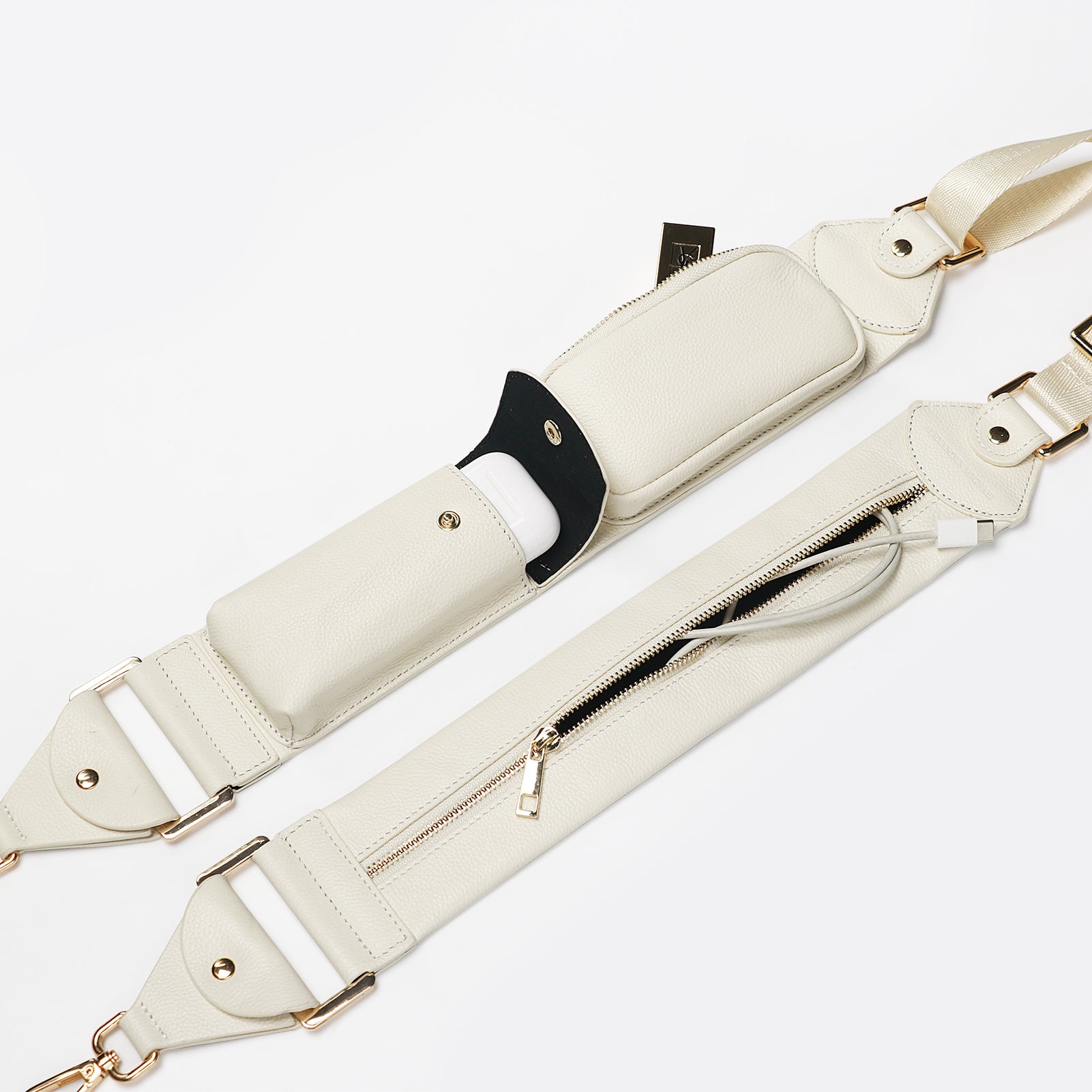 Alexa Strap – Ivory Leather with Gold Hardware