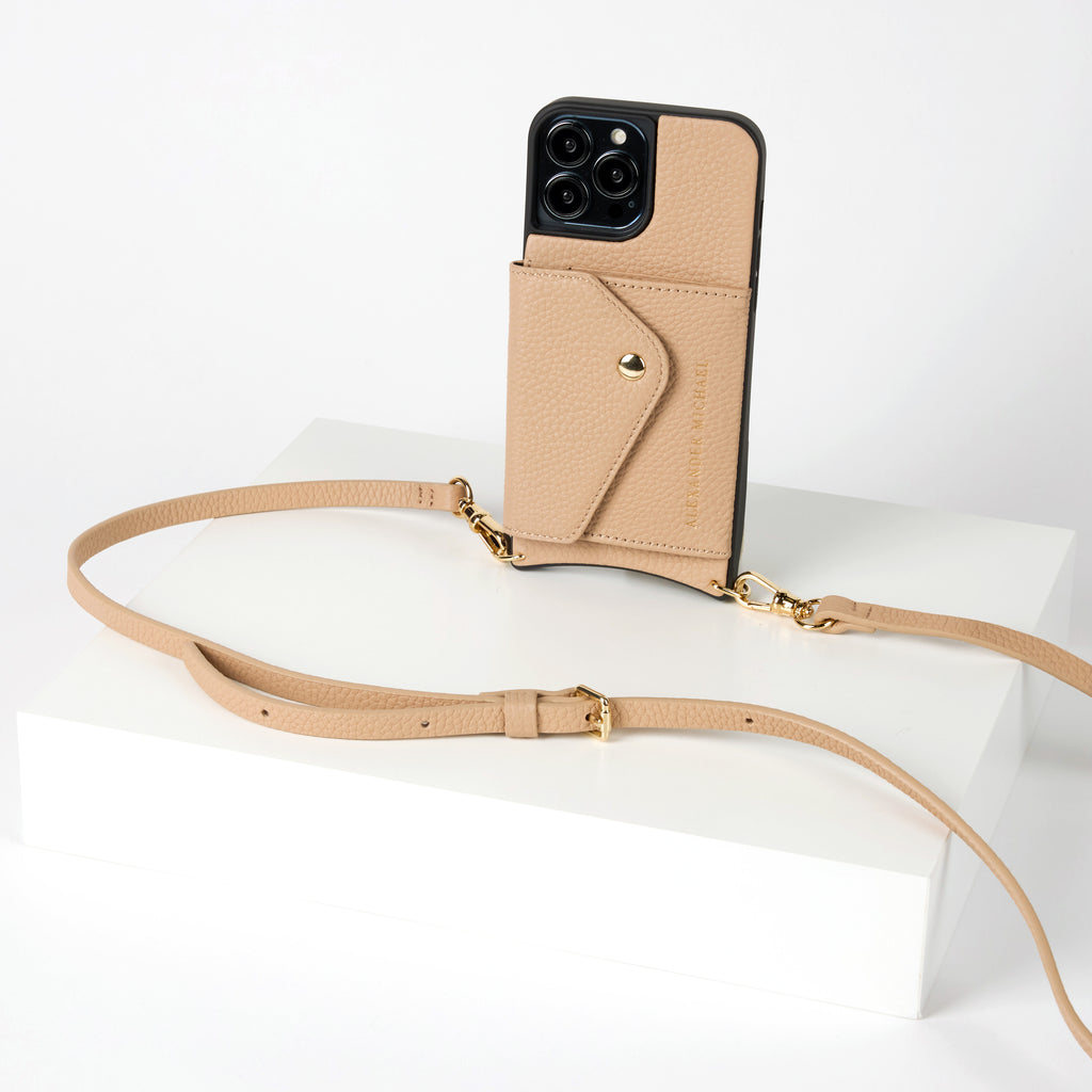 Caviar Phone Case Wallet – Beige