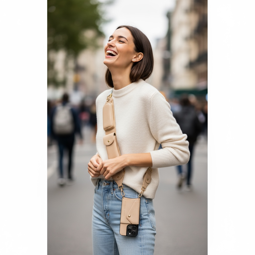 Alexa Strap – Beige Premium Leather with Gold Hardware