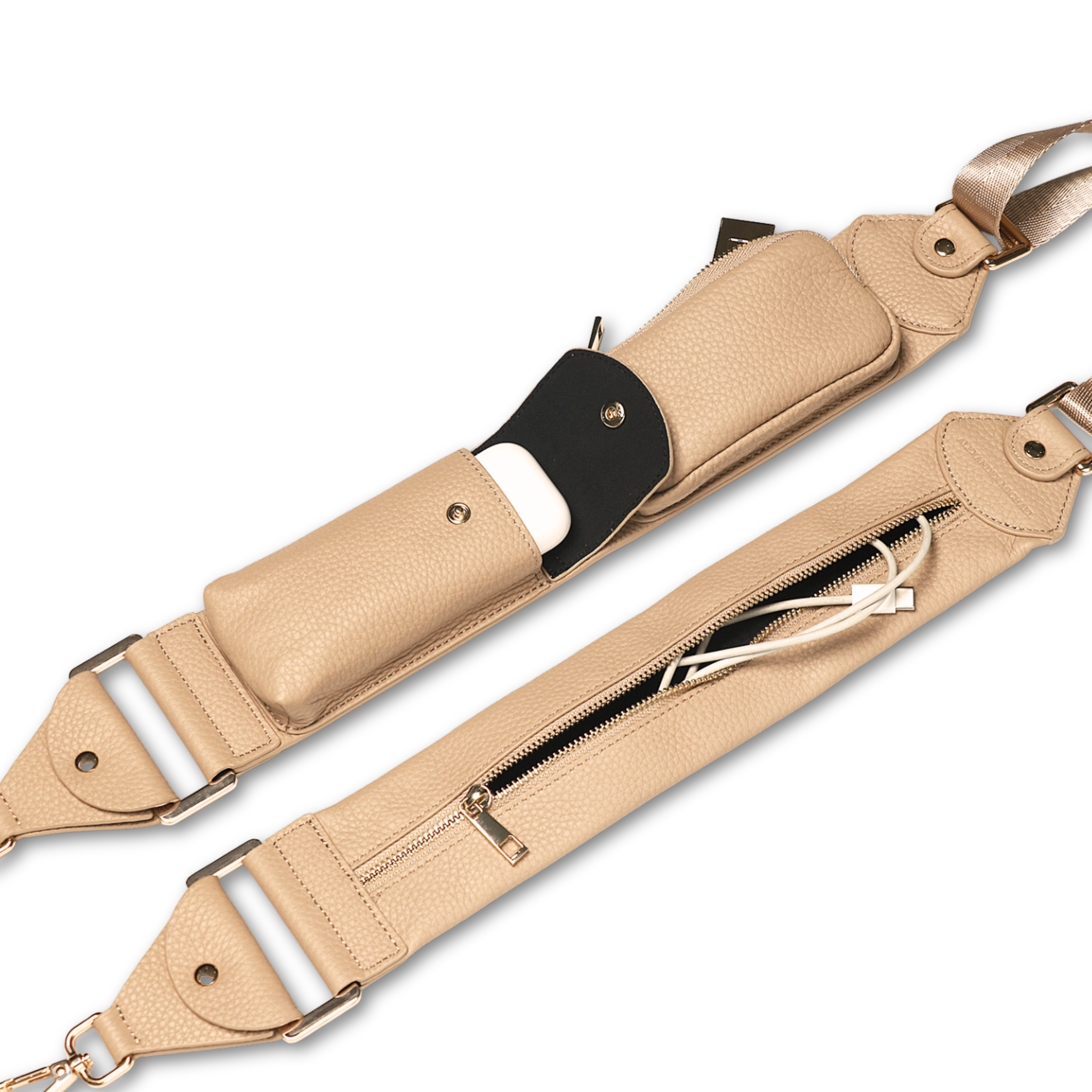 Alexa Strap – Beige Premium Leather with Gold Hardware
